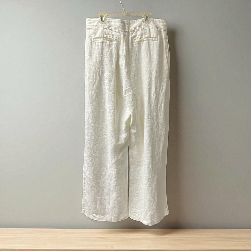 Halston 100% Linen‎ Wide Leg Pants Size 10 Women Summer Spring Bottoms NWOT - Picture 2 of 6